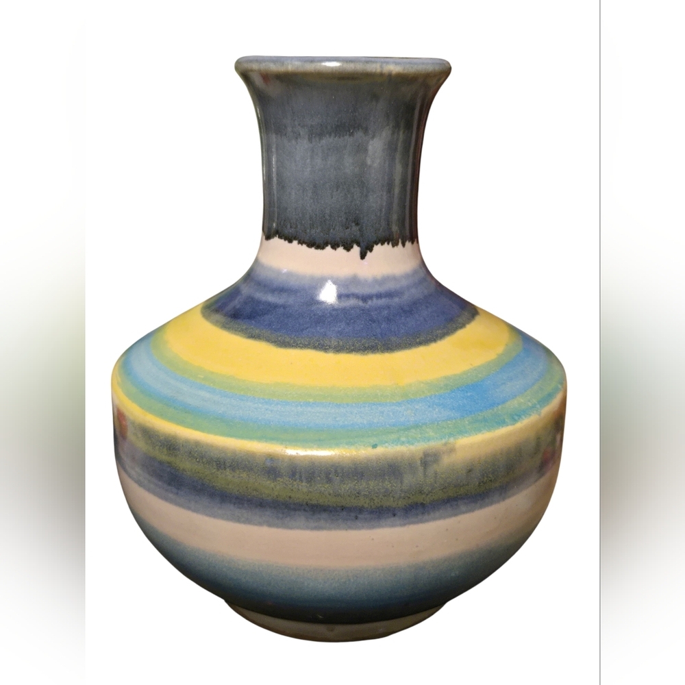 Vintage 1971 Pacific Stoneware Inc. 7" Pottery Vase Signed B. Welsh Made In US